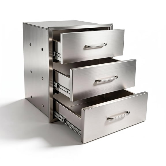 304 Stainless Steel Drawers, Outdoor Kitchen Drawers for DIY Outdoor Kitchen, Bezel-less Drawers with Three-Tier Storage Drawers