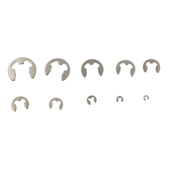 304 Stainless Steel E-Clip Assortment Kit External Retaining Rings Set M1.5-10 Circlip Shaft Groove Fasteners Kit with Storage Box 120PCS / 1.5-10mm (0.06-0.39 inches)