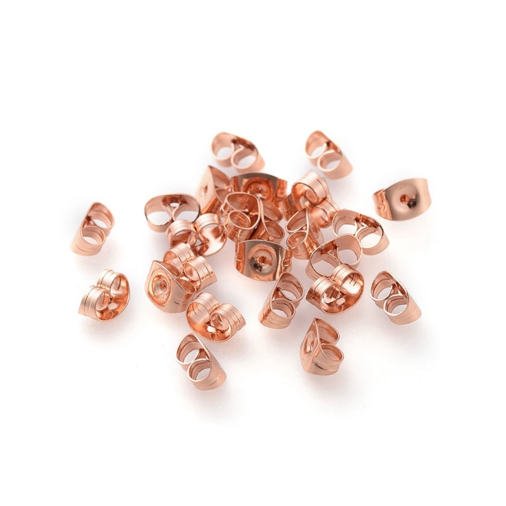 304 Stainless Steel Ear Nuts Butterfly Earring Backs for Post Earrings Rose golden 6x4.5x3mm Hole: 0.8~1mm DIY
