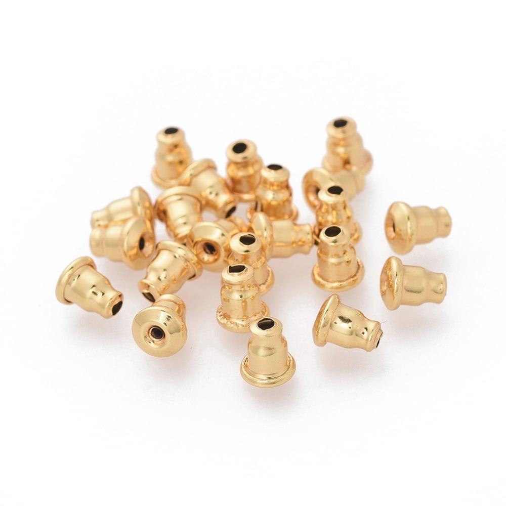 304 Stainless Steel Ear Nuts Earring Backs Golden 6x5mm Hole: 1.2mm Fit For 0.6~0.7mm Pin