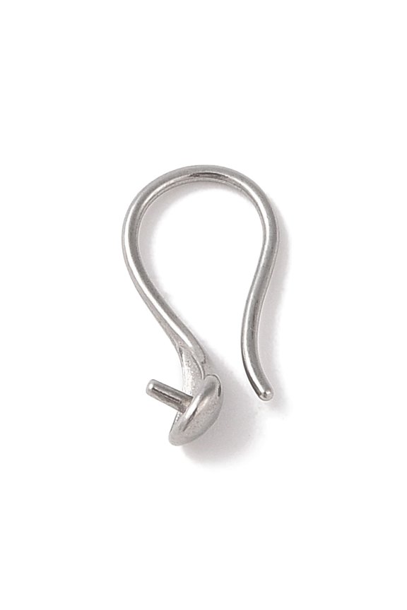 304 Stainless Steel Earring Findings Earring Hooks for Half Drilled Beads Stainless Steel Color 17x4mm Pin: 0.9mm