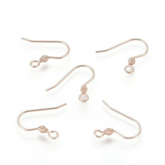 304 Stainless Steel Earring Hooks Ear Wire with Loop Rose Gold 17x18x2.4mm Hole: 1.8mm Pin: 0.7mm