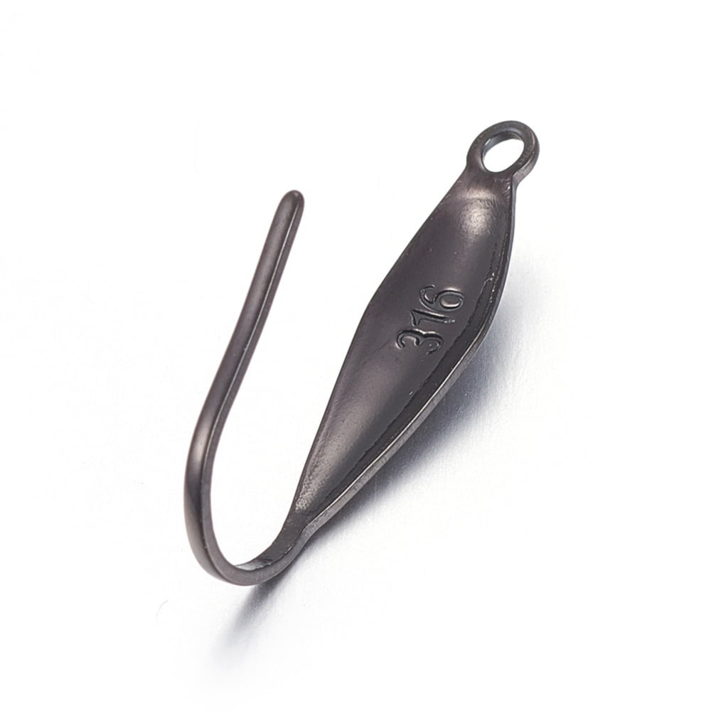 304 Stainless Steel Earring Hooks with Vertical Loop Electrophoresis Black 20.5x10.5x4.5mm Hole: 1.4mm 22 Gauge Pin: 0.6mm