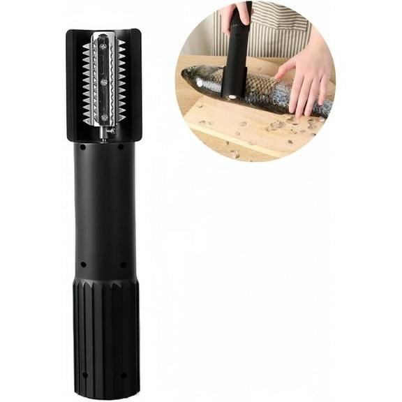 304 Stainless Steel Electric Fish Scaler | USB Rechargeable Cordless Scale Remover | For Home & Professional Use(LR Black 1 PCS)