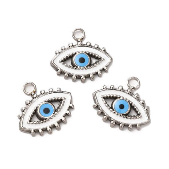 304 Stainless Steel Enamel Pendants Charm Stainless Steel Color 17x19x2mm Hole: 2.5mm