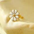 thumbnail image 1 of 304 Stainless Steel Enamel Stud Rings for Women Flower White Adjustable Flower: 18x18mm DIY, 1 of 4