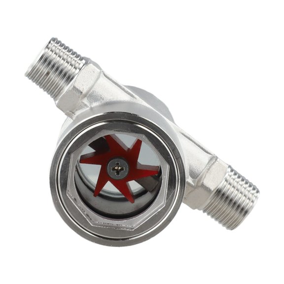 304 Stainless Steel External Thread Water Flow Indicator with Impeller Sight Glass for Real-Time Pipeline Flow Visualization in Industrial, Food Processing(DN15)