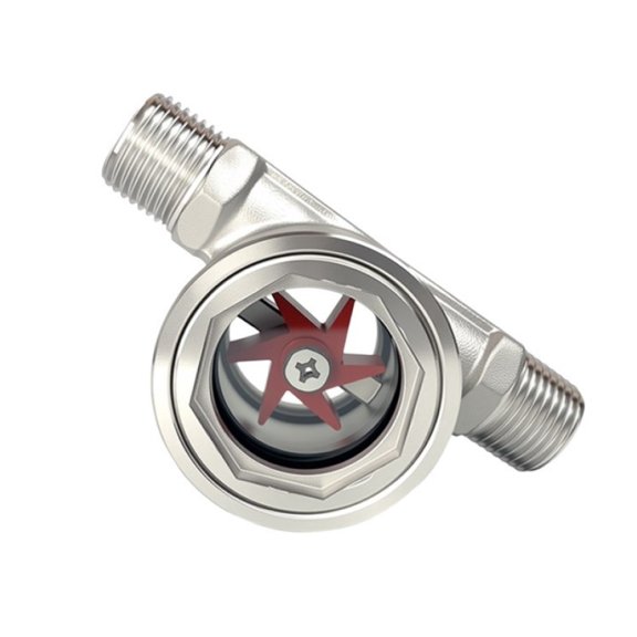 304 Stainless Steel External Thread Water Flow Indicator with Impeller Sight Glass for Real-Time Pipeline Flow Visualization in Industrial, Food Processing(DN40)