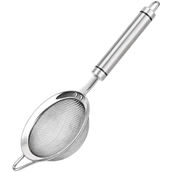 304 Stainless Steel Fine Mesh Strainers for Kitchen, Colander-Skimmer with Handle, Sieve Sifters for Food, Tea, Rice, Oil, Noodles, Fruits, Vegetable