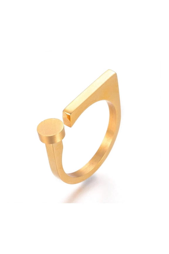304 Stainless Steel Finger Rings Flat Round Gold Size 7 17Mm A41