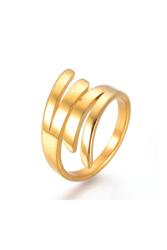304 Stainless Steel Finger Twisted Ring Gold 17mm Statement Polished Comfort Fit Size 7 A19