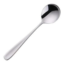 304 Stainless Steel Flat Handle Soup Spoon, Thickened Round Dinner Spoon, Rust-Proof Ergonomic Design, Commercial Grade Utensil, Dishwasher Safe, Perfect for Home Restaurant Use