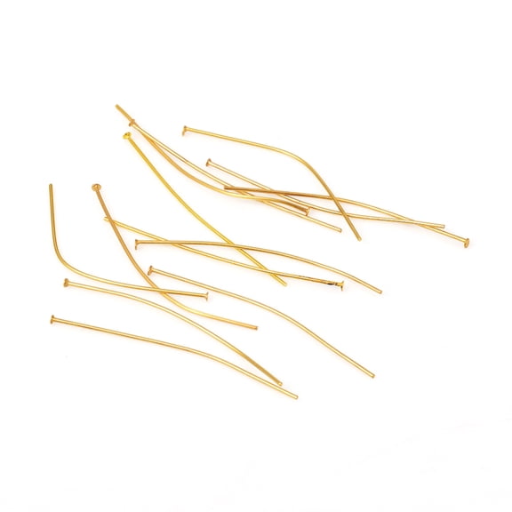 304 Stainless Steel Flat Head Pins Golden 40x0.6mm Head: 1.4mm