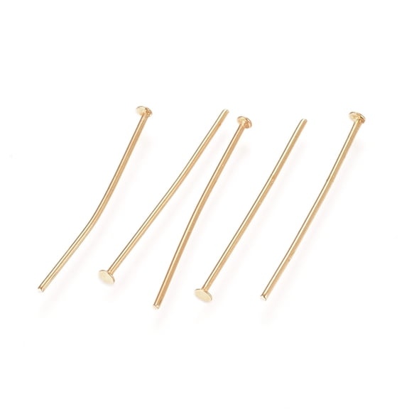 304 Stainless Steel Flat Head Pins Real 24K golden Plated 22 Gauge 20.3x0.6mm Head: 1.4mm