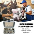 thumbnail image 1 of 304 Stainless Steel Flat Washer Gasket Combination Set,A Box Of Flat Washers,Steel Ring Washers Kit Metal Kit Flat Washers Flat 304 Stainless Faucets, 1 of 8