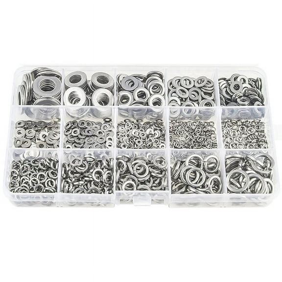 304 Stainless Steel Flat Washer and Lock Washer Assortment Set(700 Pieces, 8 Sizes) - M2 M2.5 M3 M5 M6 M8 M10