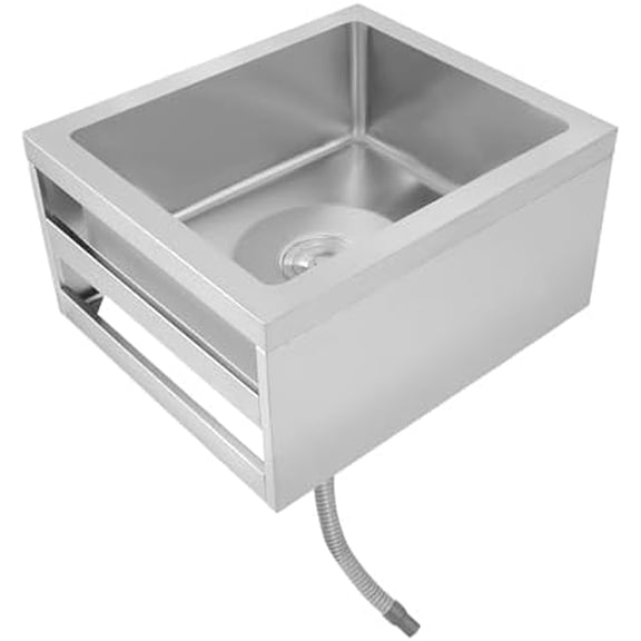 304 Stainless Steel Floor Mop Sink, Mop Service Basin with Sink Drainage/Strainer for Commercial kitchen, Restaurant, Business, Garages, (22" x 19" x 12" with Backsplash)$$Large Appliances