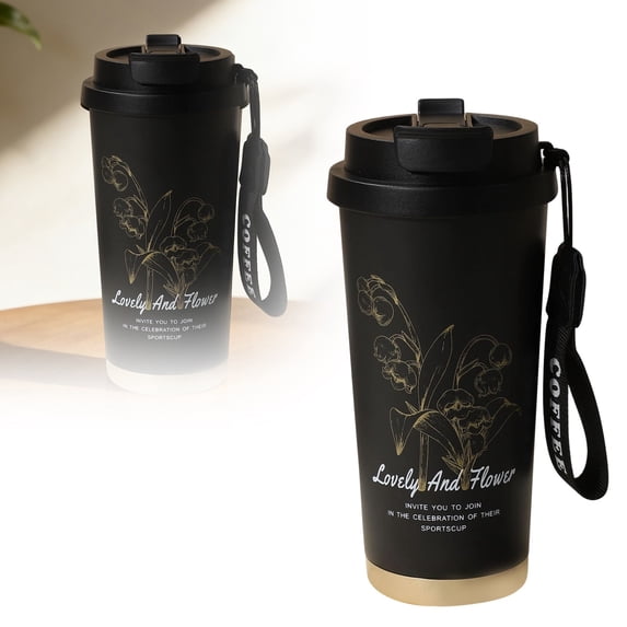 304 Stainless Steel Floral Print Thermos Cup 18oz Stainless Steel Vacuum Insulated Tumbler | To Go Coffee Cup – Reusable, Iced Coffee Cups, Travel Mug, Thermal Cup for Hot & Cold Drinks