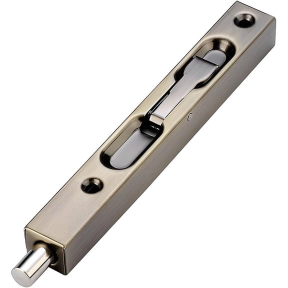 304 Stainless Steel Flush Bolt Lock, Security Slide Bolt for Wooden French Doors, Lever Action with Strike, Screws, Green Bronze Finish(Greenbronze,6in/15cm)