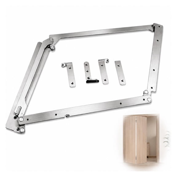 304 Stainless Steel Folding Door Hinge, 180 Degree Silent Left Side Hardware for Indoor Doors