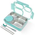 thumbnail image 1 of 304 Stainless Steel Food Container with 4 Compartments Leakproof Food Box Come with Soup Bowl Spoon and Chopsticks for Kids Adults Easy to Carry, 1 of 10