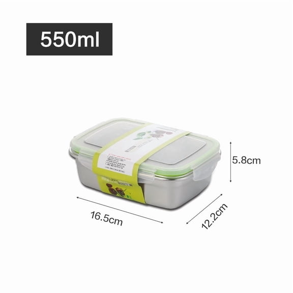 304 Stainless Steel Food Storage Box with Lid – Leak-Proof Fresh Keeping Lunch Box for Fridge Dumplings Fruit and Meal Storage