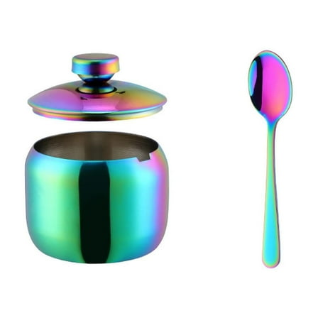 304 Stainless Steel Food Storage Jar 10oz Clear Glass Lid Gold Container Dishwasher Seasoning Condiment Pot For Coffee Candy