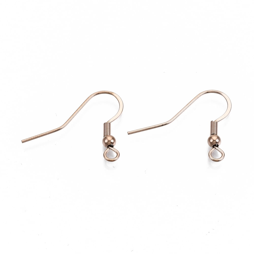 304 Stainless Steel French Earring Hooks Flat Earring Hooks Ear Wire with Horizontal Loop Cadmium Free & Nickel Free & Lead Free Rose golden 18~20x21mm Hole: 2.5mm 21 Gauge Pin: 0.7mm