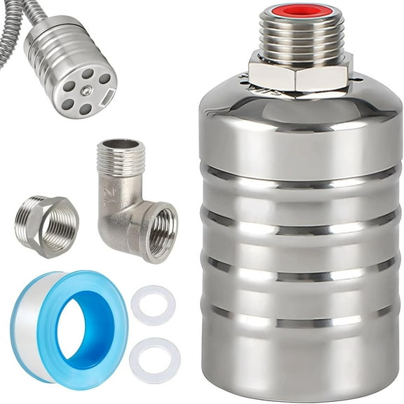 304 Stainless Steel Fully Automatic Water Level Control Float Valve, 1/2" 3/4" Auto Shut Off Mini Float Valve, No need electricity Automatic Water Level Controller for Water Tank, water towers