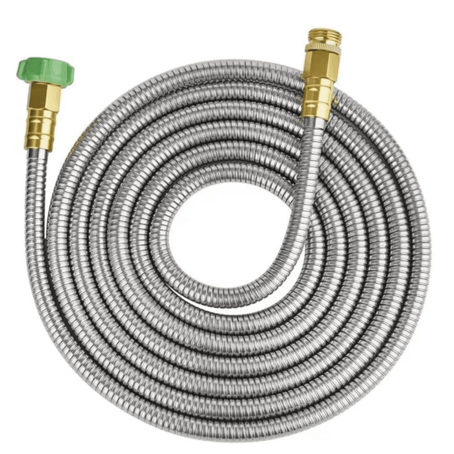 304 Stainless Steel Garden Hose 15 ft with Female to Male Metal Connector, Anti-Leakage, Flexible & Lightweight Kink Free Water Hose, Easy to Use & Store (15ft)
