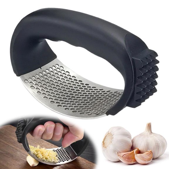 304 Stainless Steel Garlic Mincer, Multi-Function for Ginger and Nuts, Space-Saving Tool for Modern KitchensBlack,1pcs