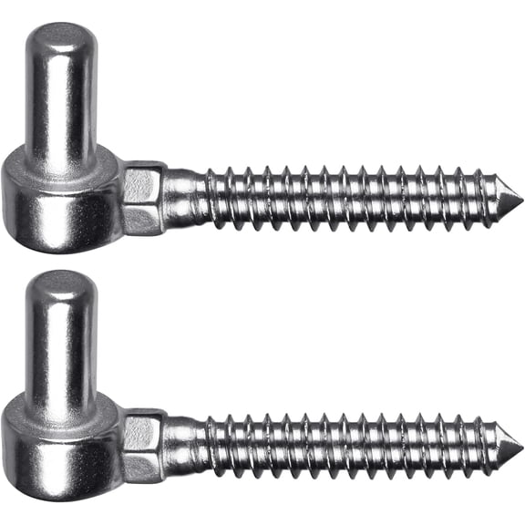 304 Stainless Steel Gate Hinge, 5/8" Pin Heavy Duty Lag Screw Hinge for Wooden Fence & Farm Gate, One-Piece Molding Post Side Wood Bolt Hinge (2Pcs,M16)