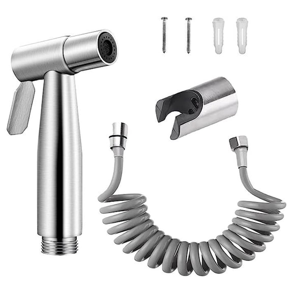 304 Stainless Steel Handheld Bidet Sprayer, Portable Toilet Spray Gun with 1.5M Hose and Wall Holder, Adjustable Water Pressure Bathroom Sprayer for Personal Hygiene Diaper Cleaning