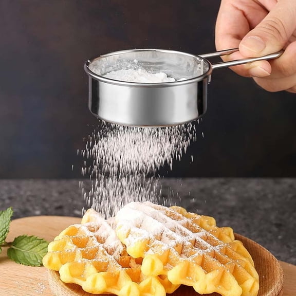 304 Stainless Steel Handheld Flour Sifter - Mini Powder Sieve for Baking, Small Strainer for Sifting Flour Sugar Cocoa - Compact Kitchen Tool for Home Baking Outdoor Cooking - Single Pack