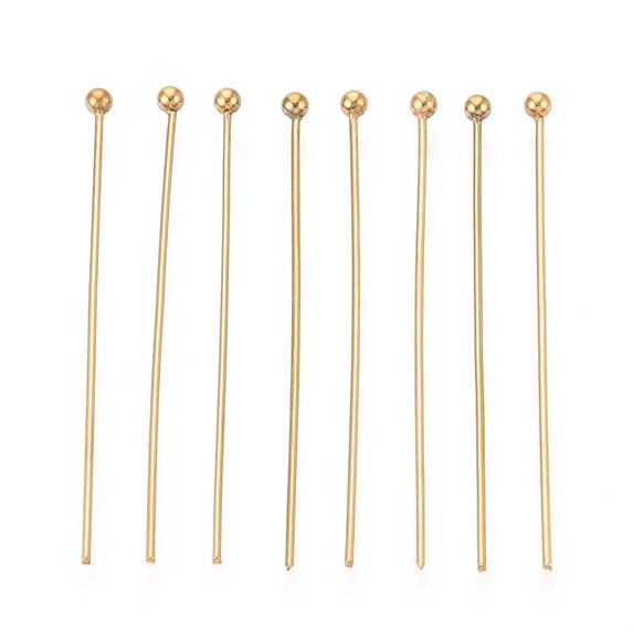 304 Stainless Steel Head Pins Ion Plating(IP) Real 18K Gold Plated 35mm ...