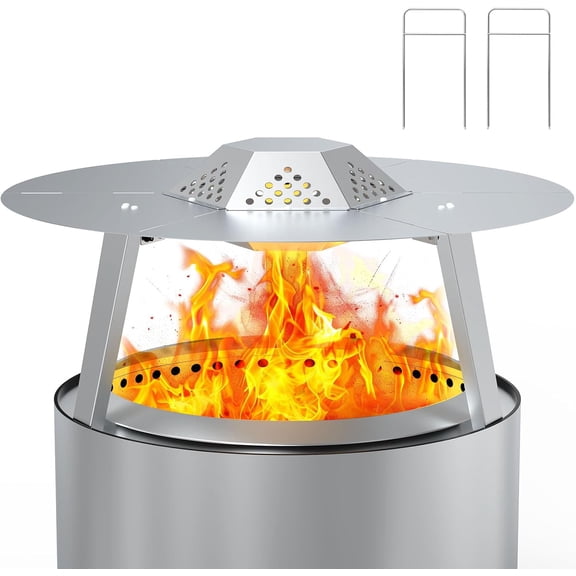 304 Stainless Steel Heat Deflector with Handle and 3 Legs for 19.5-Inch Fire Pits