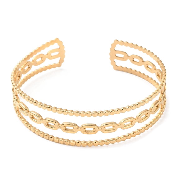 304 Stainless Steel Hollow Oval Cuff Bangles Golden Inner Diameter: 2-1/4 inch(5.75cm)