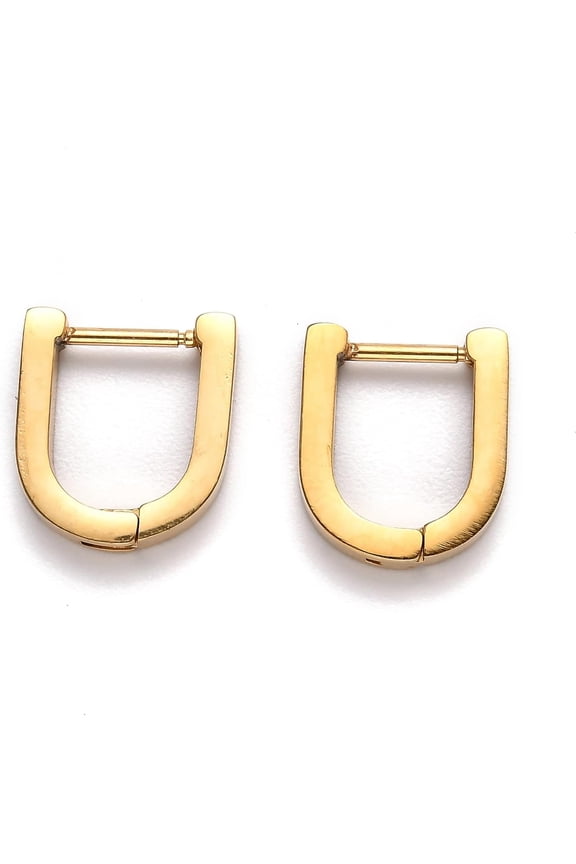 304 Stainless Steel Hoop Earrings Golden U-Shaped Square Hoop Earrings -Rectangle Gold Hoop Earrings for Women Golden