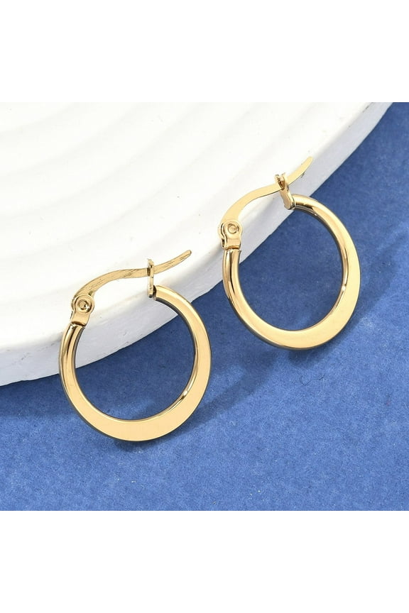 304 Stainless Steel Hoop Earrings Hypoallergenic Earrings Flat Ring Shape Golden 19~21x2mm Pin: 0.7x1mm
