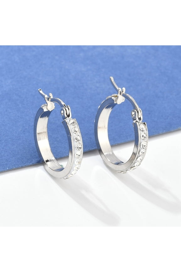 304 Stainless Steel Hoop Earrings with Polymer Clay and Rhinestone Ring Stainless Steel Color 22x21x3.5mm Pin: 1x0.8mm diy