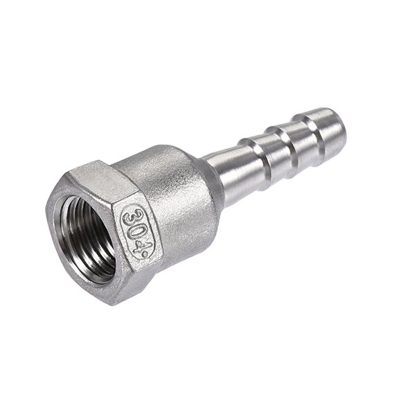304 Stainless Steel Hose Barb Fitting Coupler, 8mm Barb x G1/4 Female Thread