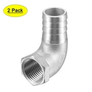304 Stainless Steel Hose Barb Fitting Elbow 20mm Barbed x 1/2" NPT Female Pipe Connector - Water Fuel Air Brew Pack of 2