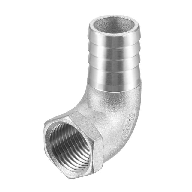 304 Stainless Steel Hose Barb Fitting Elbow, 20mm Barbed x 1/2" NPT Female Pipe Connector for
