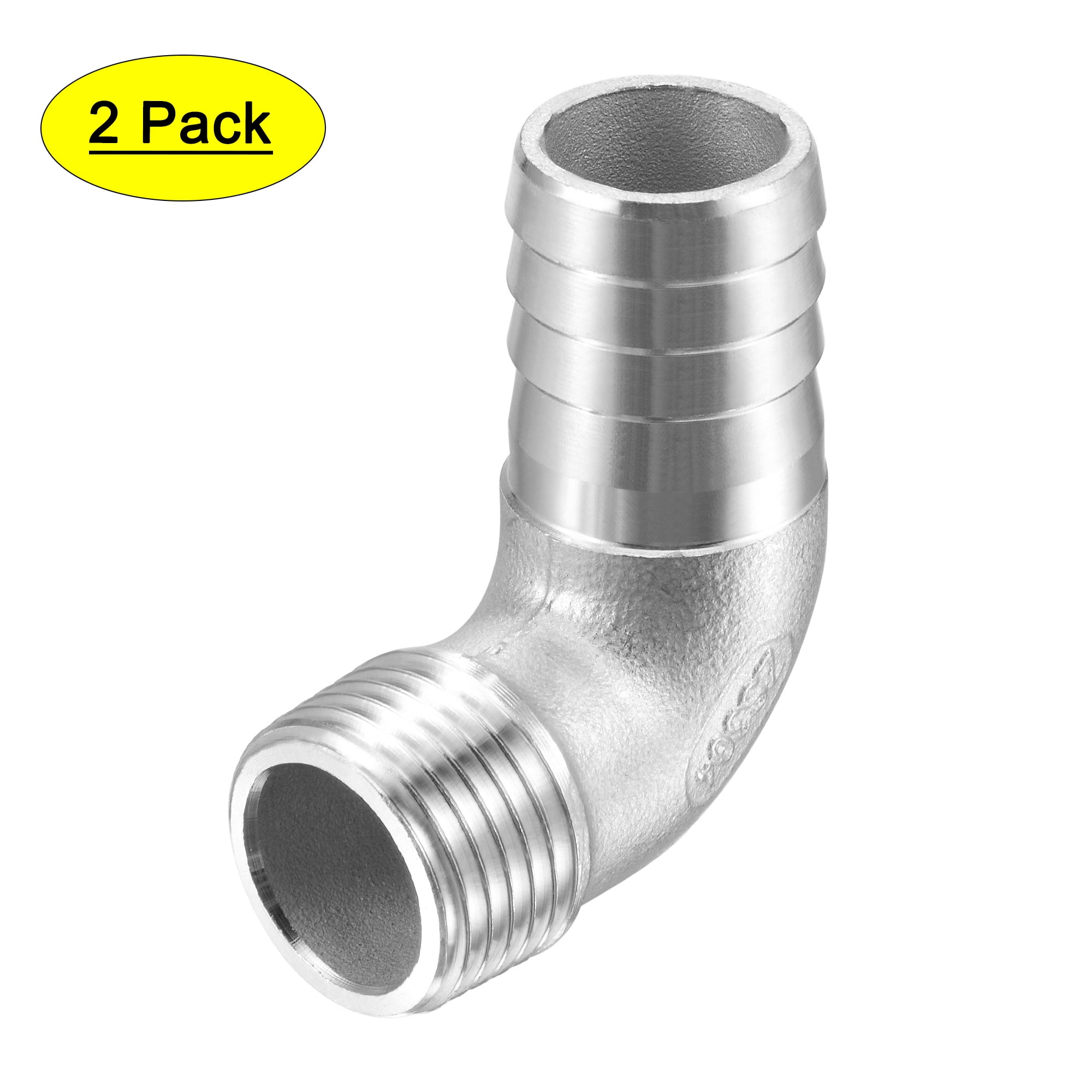 Barbed Hose Fitting: M27 x 2 x 1 ID Hose, Elbow