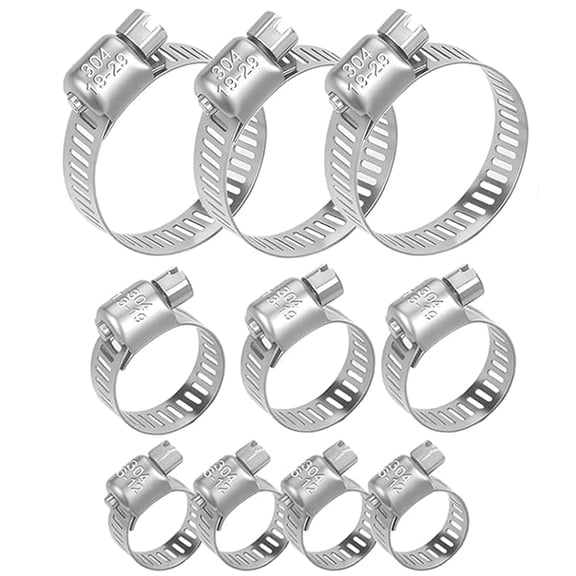 304 Stainless Steel Hose Clamps Assortment Kit, Adjustable Metal Pipe Clips for Plumbing, Automotive