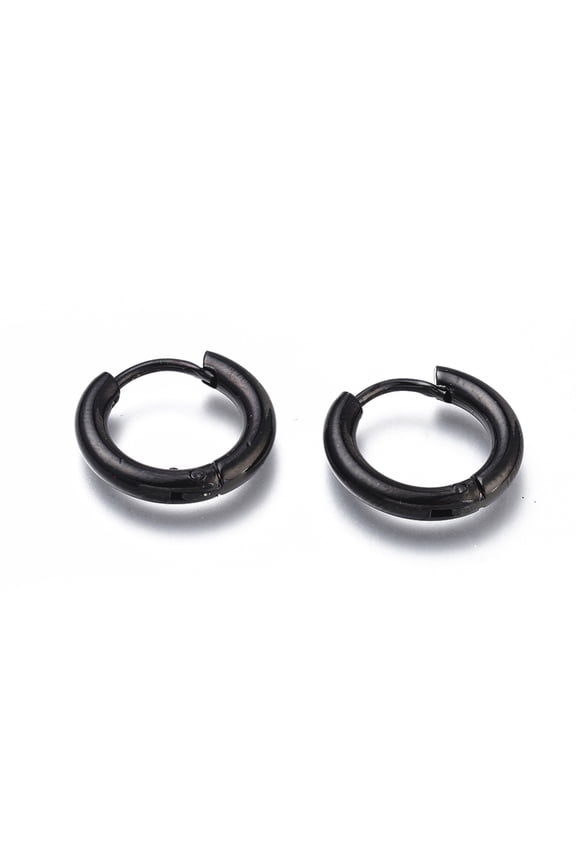 304 Stainless Steel Huggie Hoop Earrings Thick Hoop Earrings Ring Gunmetal 10 Gauge 15x2.5mm Pin: 1mm