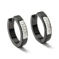 thumbnail image 1 of 304 Stainless Steel Huggie Hoop Earrings with Polymer Clay Crystal Rhinestone Ring Electrophoresis Black 21x4mm Pin: 0.9mm, 1 of 3