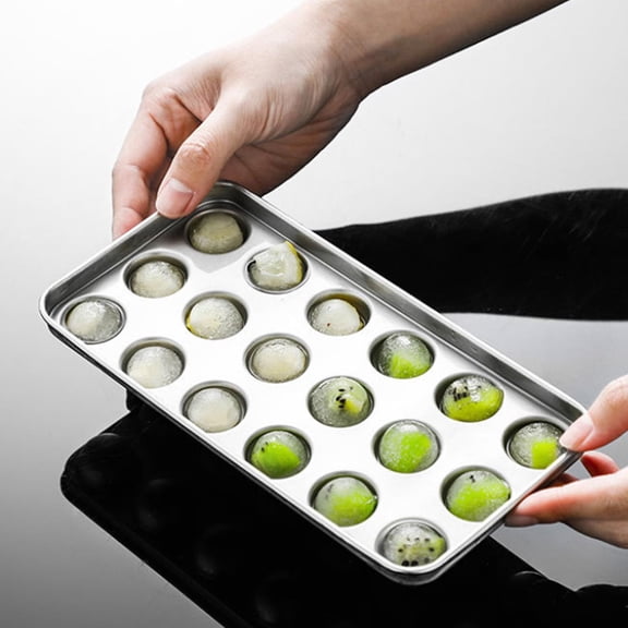 304 Stainless Steel Ice Ball Maker Tray 18 Small Round Ice Sphere Mold with Lid for Whiskey Cocktails Home Bar Parties Kitchen Freezer