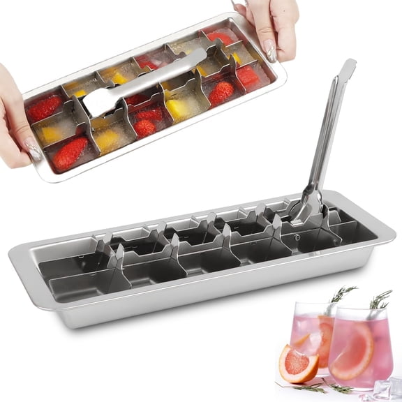 304 Stainless Steel Ice Cube Tray – DIY Granules Stainless Steel Ice Making Box, Durable Rust-Resistant Metal Freezer Pan, Easy-Clean Reusable Ice Mold