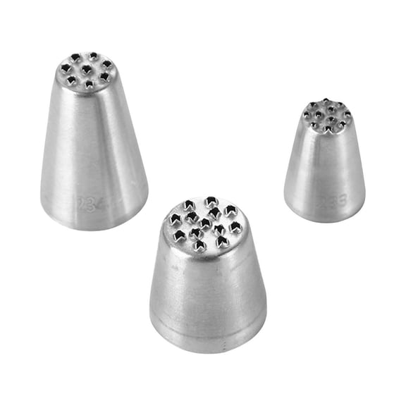 304 Stainless Steel Icing Nozzles 3pc Set Cupcake Cake Decorating Tips Grass Pattern Seamless Baking Supplies
